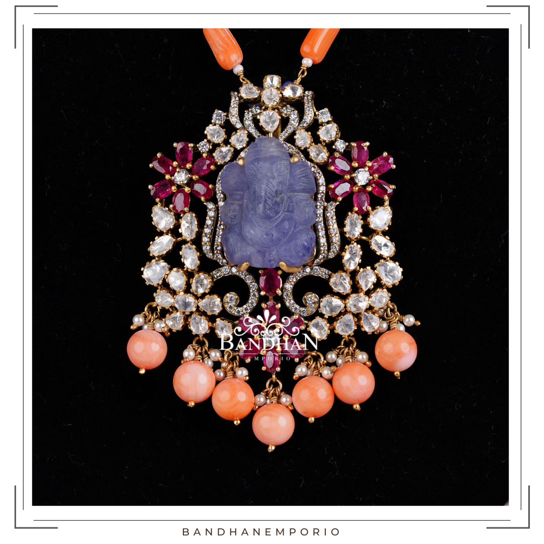 Pure 92.5 Silver Victorian Pendant Set