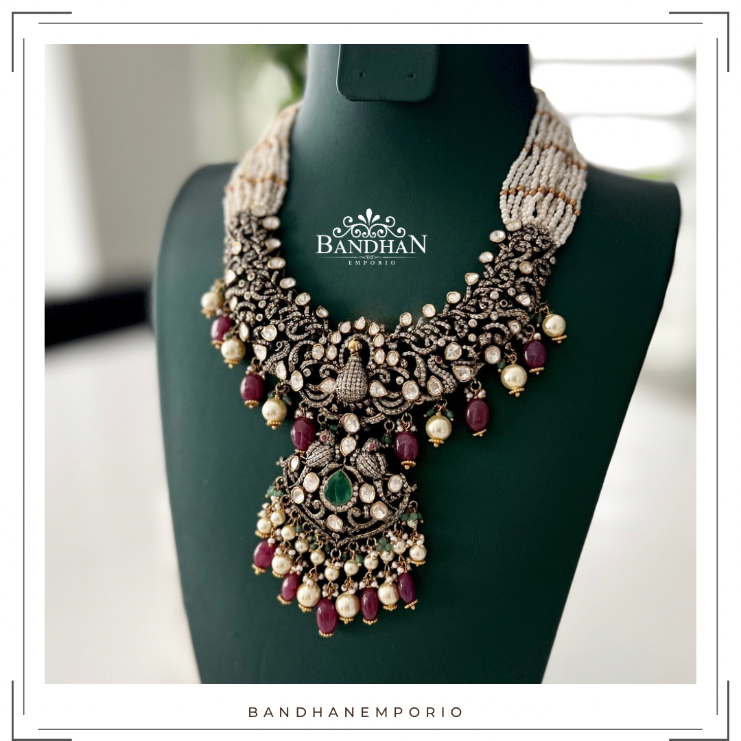 Pure 92.5 Silver Victorian Necklace set