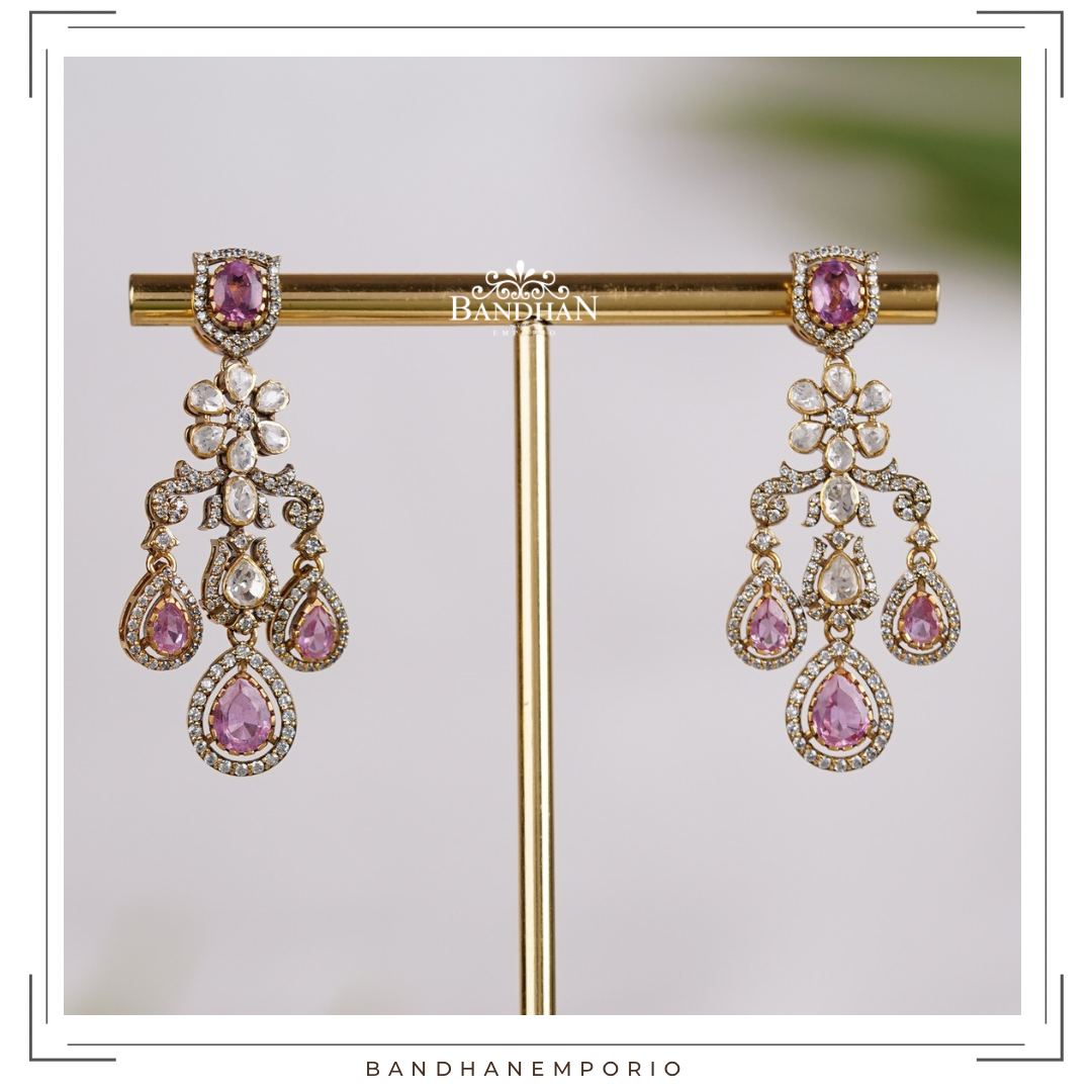 Pure 92.5 Silver Polki Necklace set