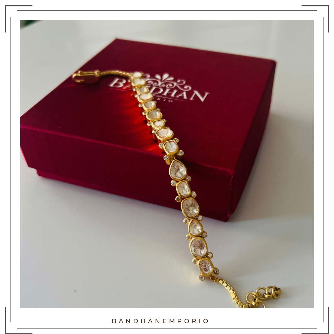 Pure 92.5 Silver Polki Bracelet