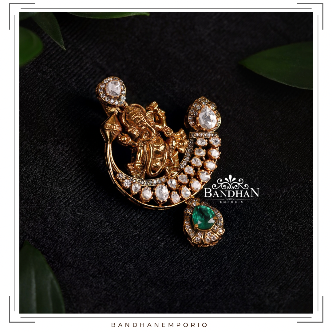 Pure 92.5 Silver Ganesh Pendant Set