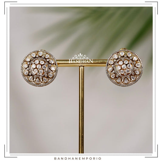 Pure 92.5 Silver Polki Victorian Studs