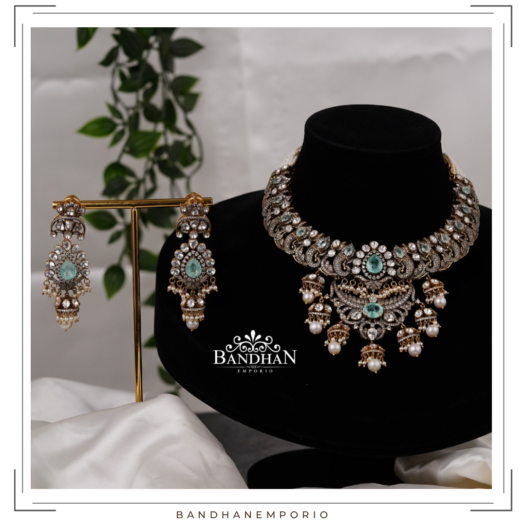 Pure 92.5 Silver Victorian Necklace set