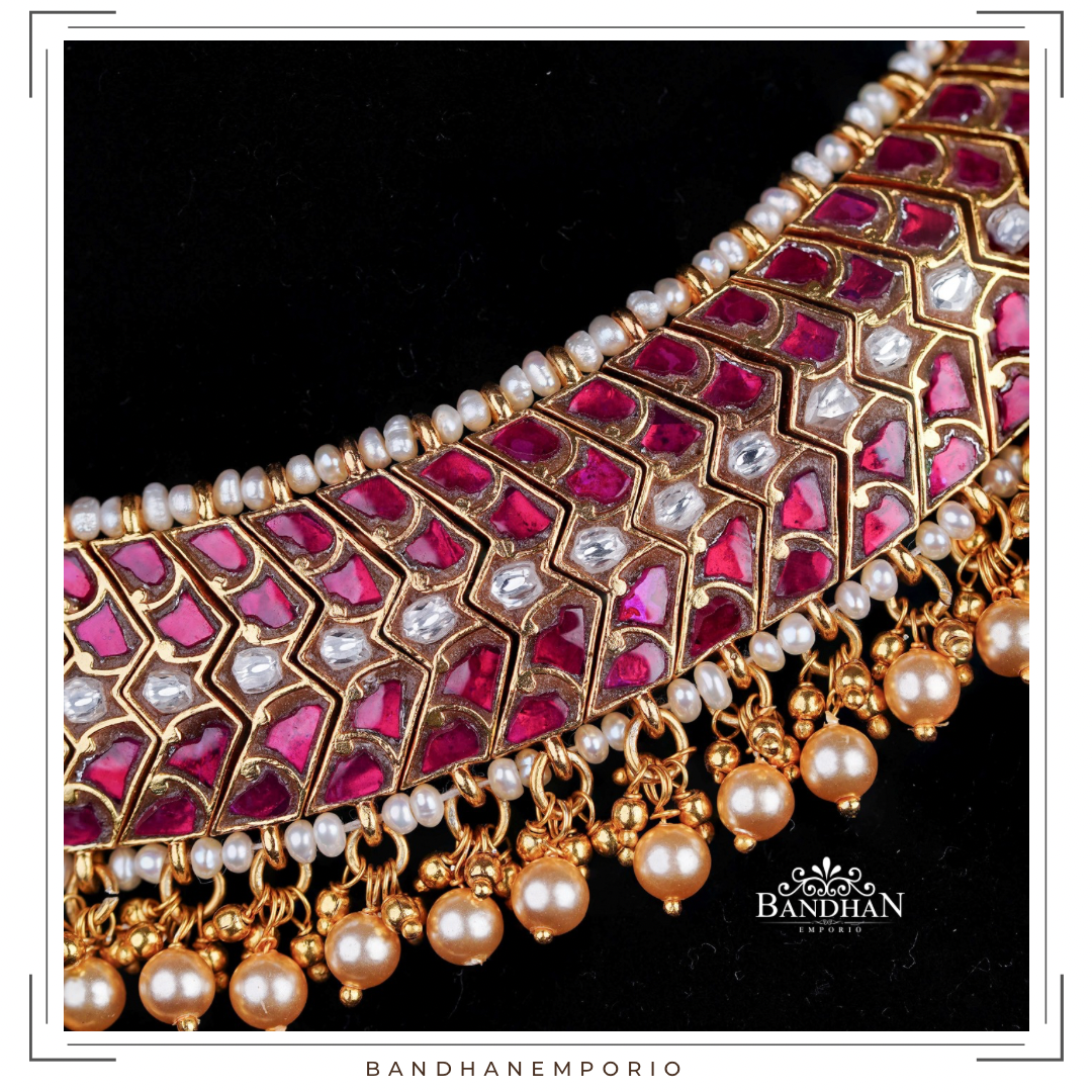 Pure 92.5 Silver Kundan Necklace set