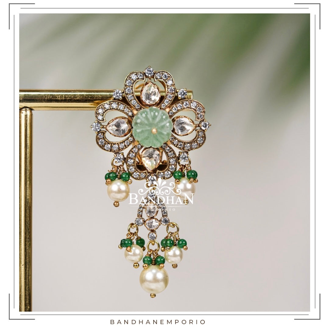 Pure 92.5 Silver Polki Earrings
