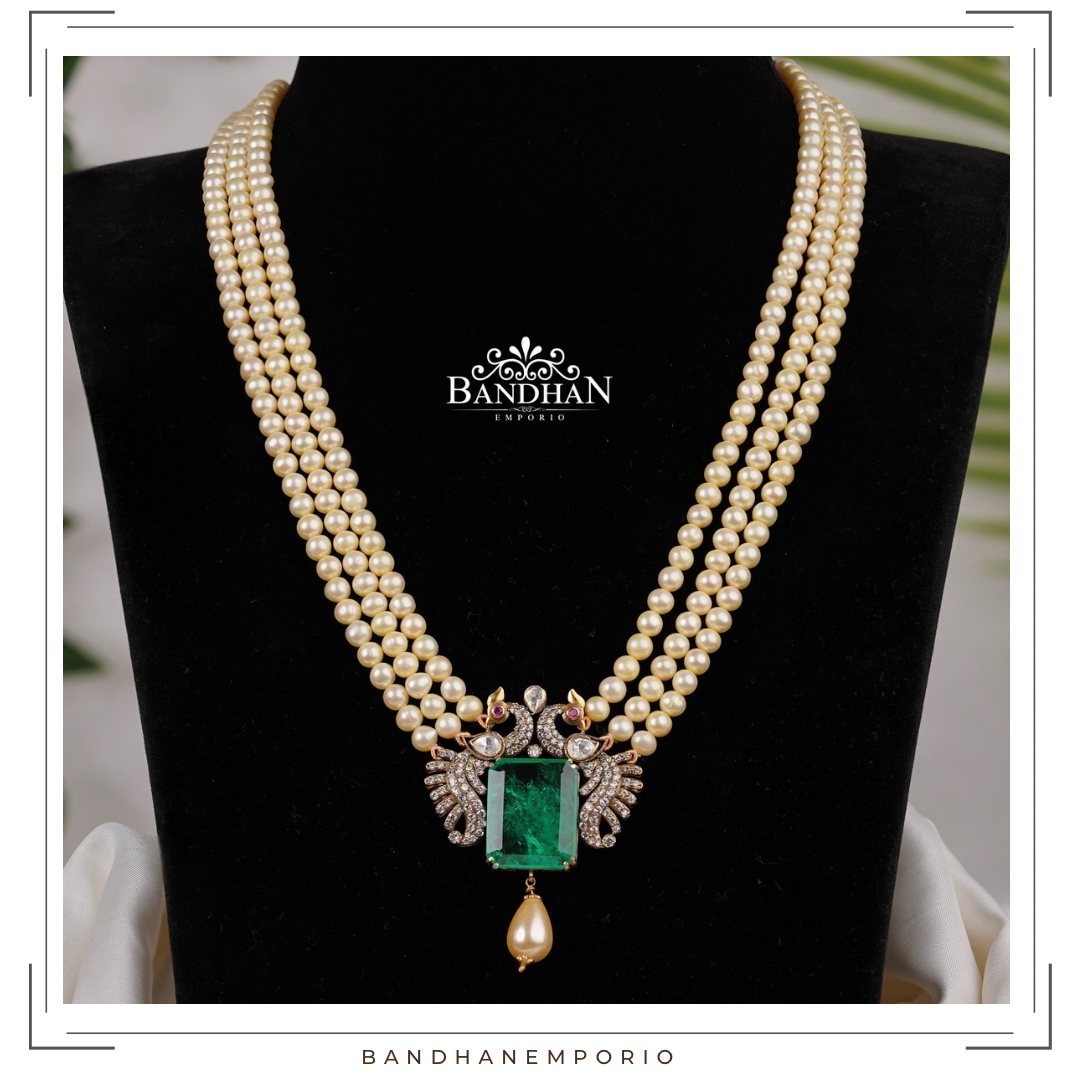 Pure 92.5 Silver Pearl Necklace set