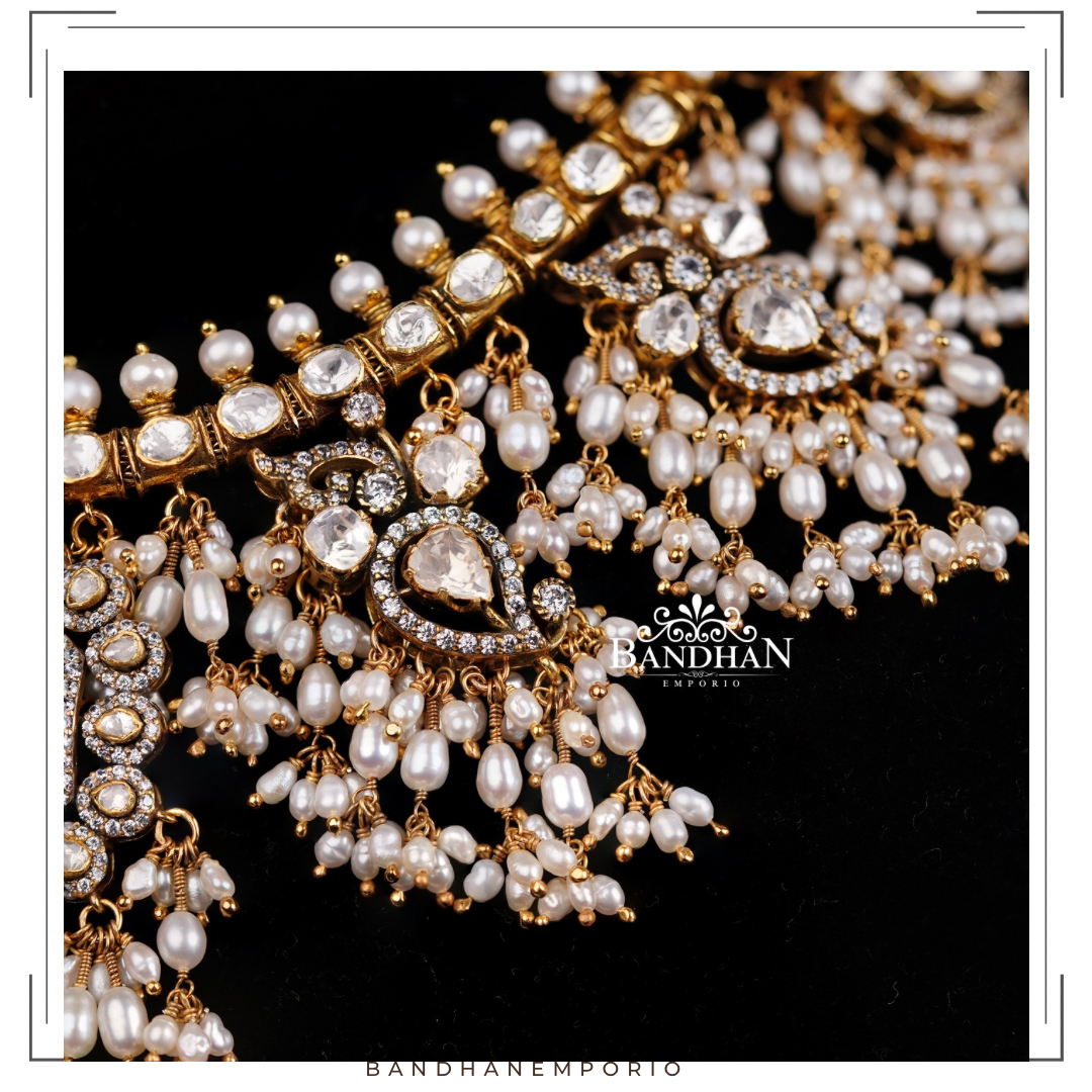 Pure 92.5 Silver Guthapusalu Necklace set