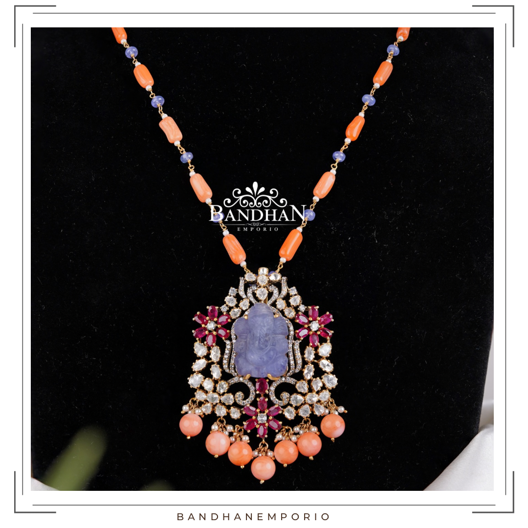 Pure 92.5 Silver Victorian Pendant Set