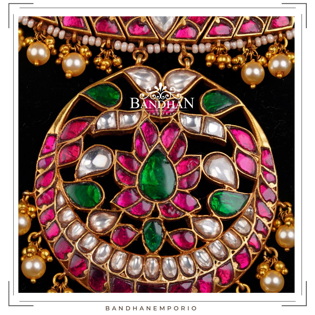 Pure 92.5 Silver Kundan Necklace set