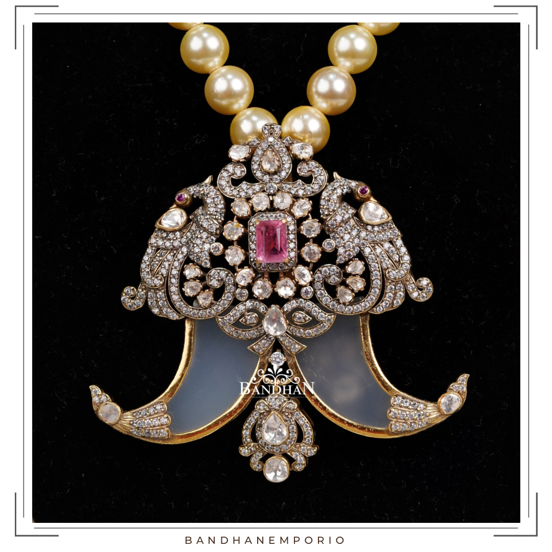 Pure 92.5 Silver Victorian Pendant Set