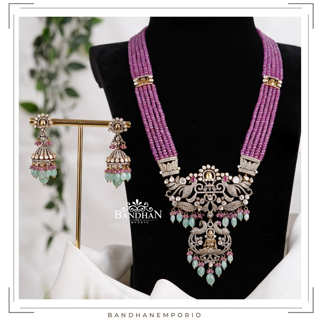 Pure 92.5 Silver Polki Necklace set