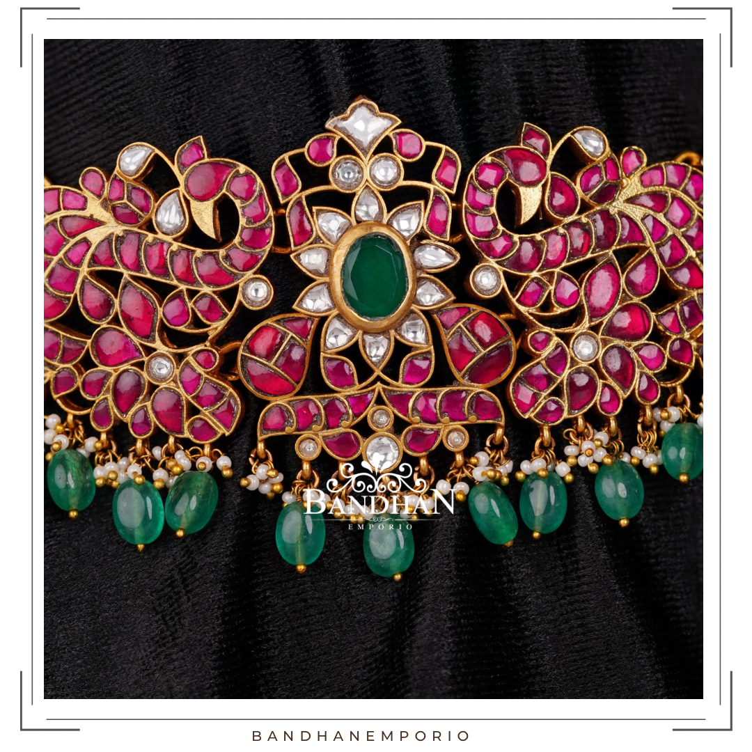 Pure 92.5 Silver Kundan Jadau Hip-belt