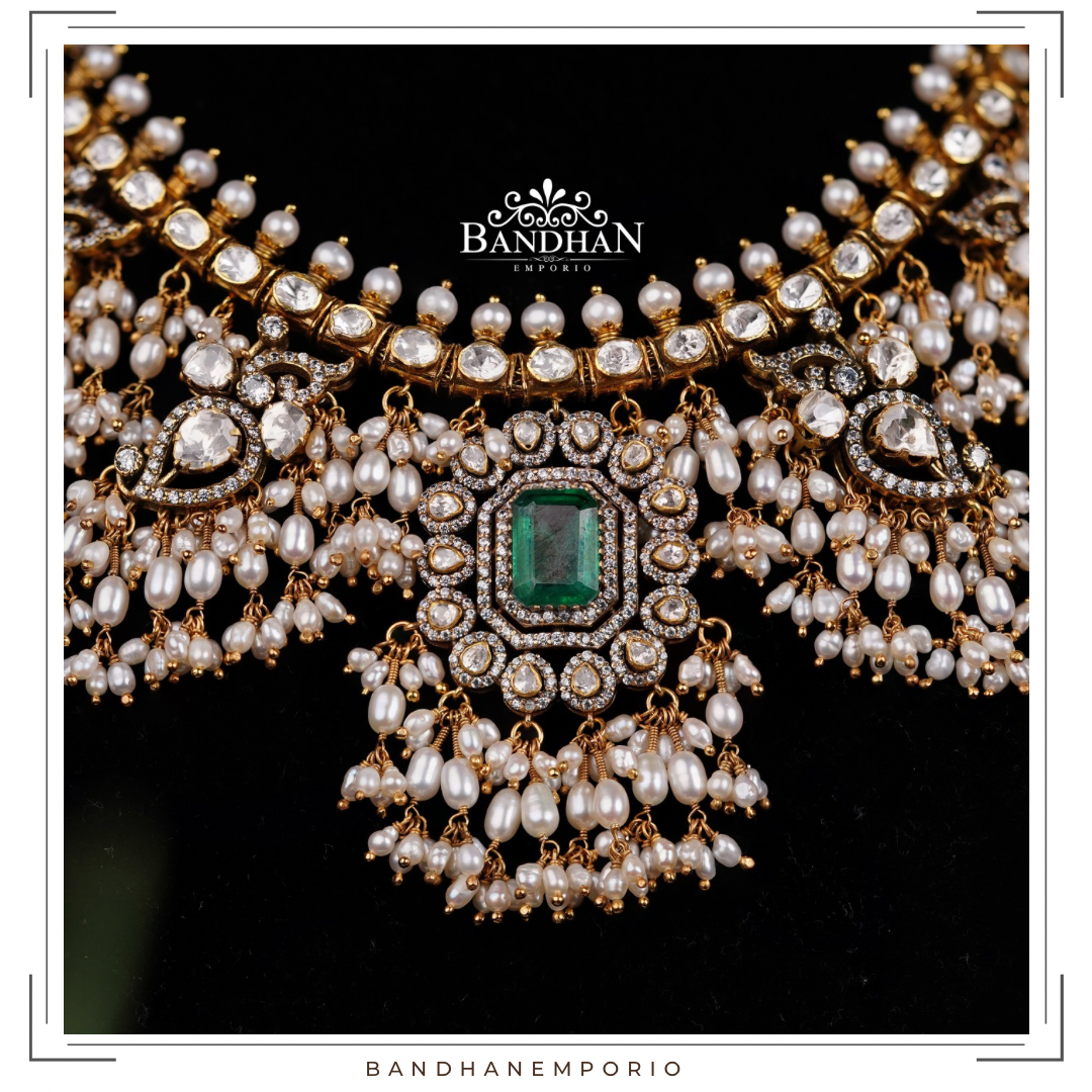 Pure 92.5 Silver Guthapusalu Necklace set