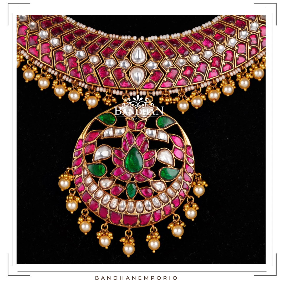 Pure 92.5 Silver Kundan Necklace set