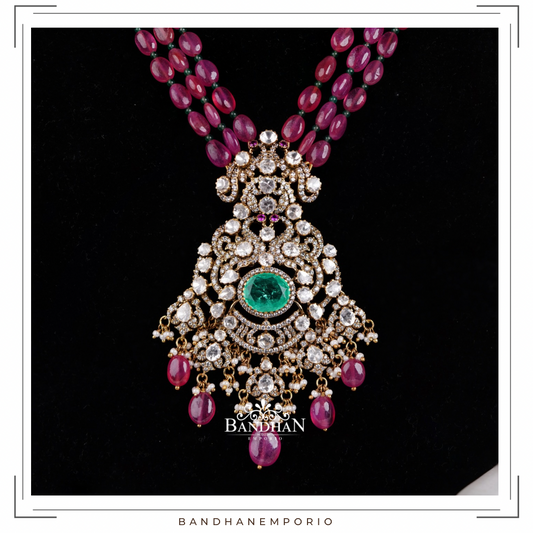 Pure 92.5 Silver Polki Necklace set