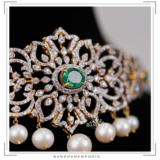 Pure 92.5 Silver Polki choker Set