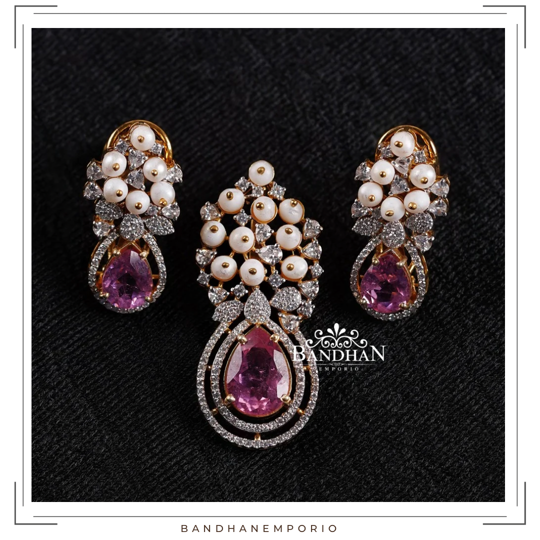 Pure 92.5 Silver Pendant Set