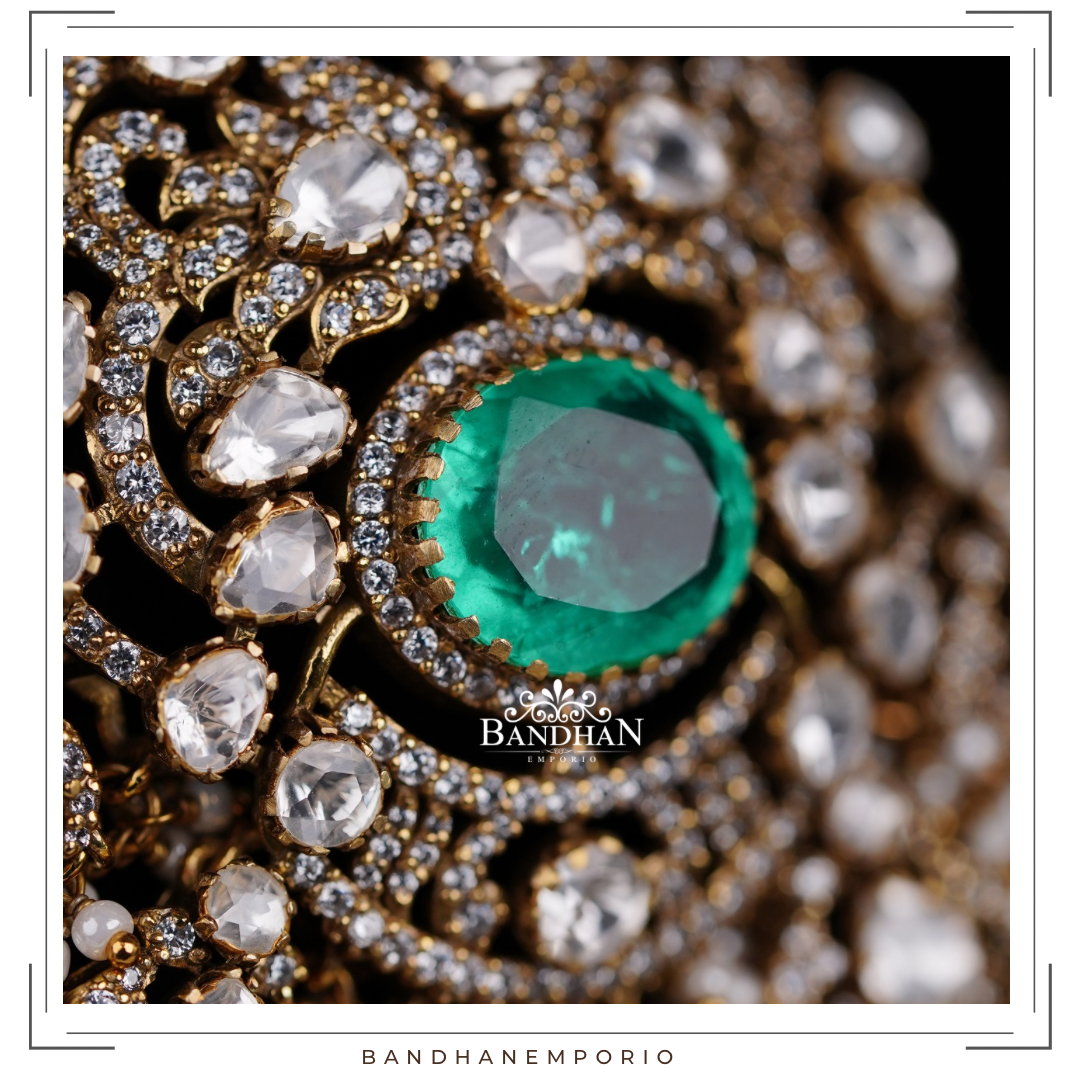 Pure 92.5 Silver Polki Necklace set