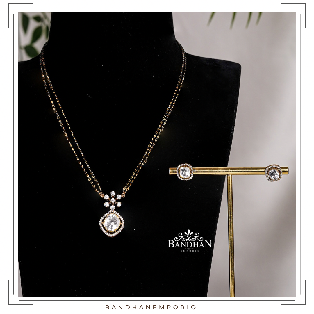 Pure 92.5 Silver Black Beads Set