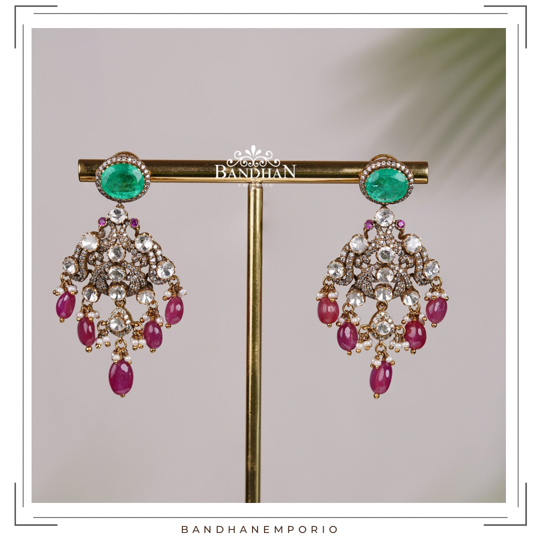 Pure 92.5 Silver Polki Necklace set