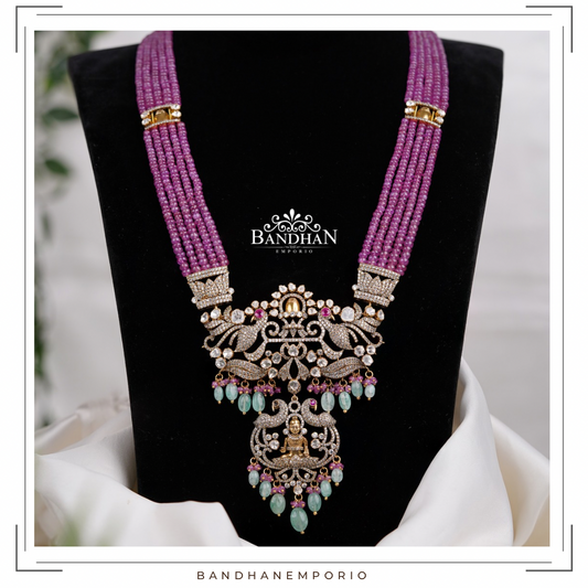 Pure 92.5 Silver Polki Necklace set