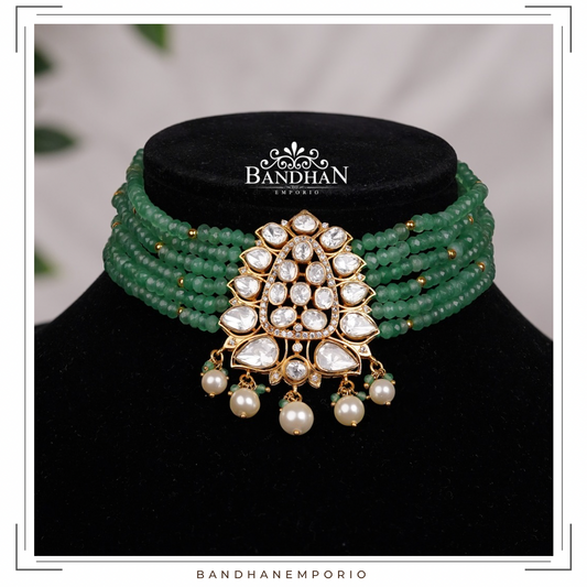 Pure 92.5 Silver Polki choker Set