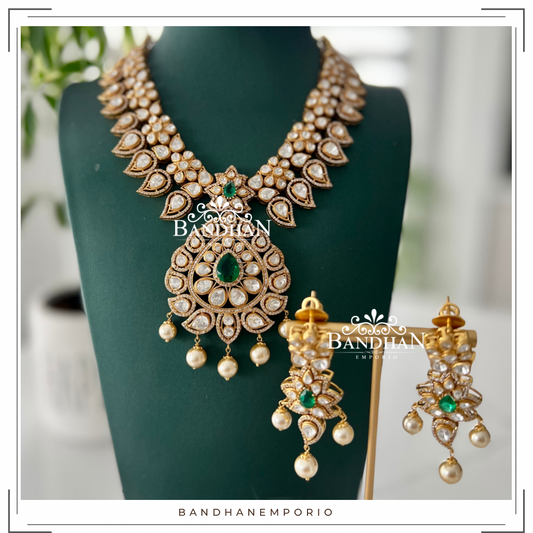 Pure 92.5 Silver Polki Necklace - Made on Order