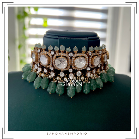 Pure 92.5 Silver Polki Choker Set - Best Seller