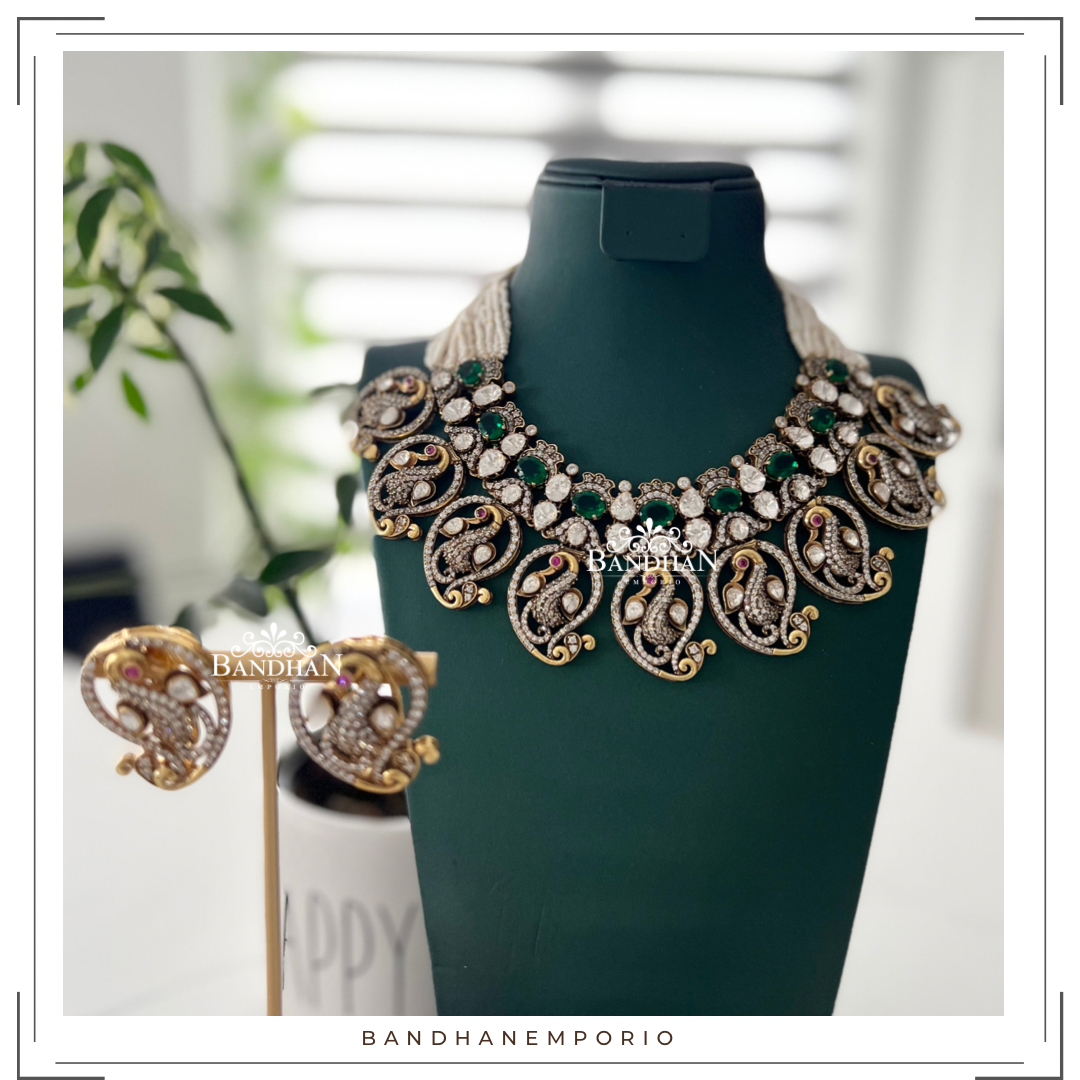 Pure 92.5 Silver Polki Choker Set