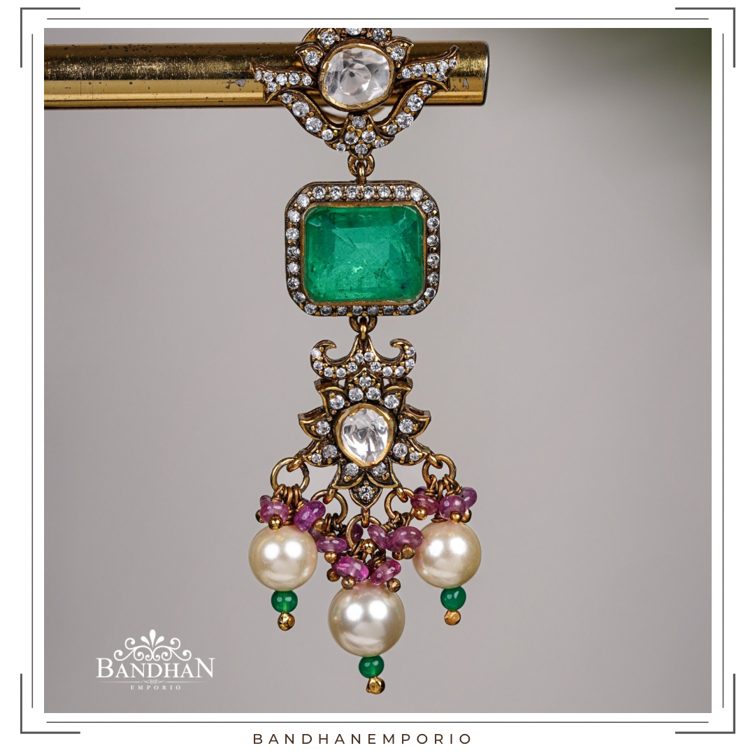 Pure 92.5 Silver Polki choker Set