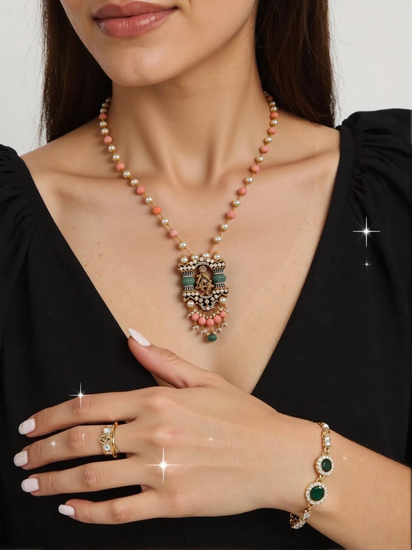 Pure 92.5 Silver Victorian Pendant Set