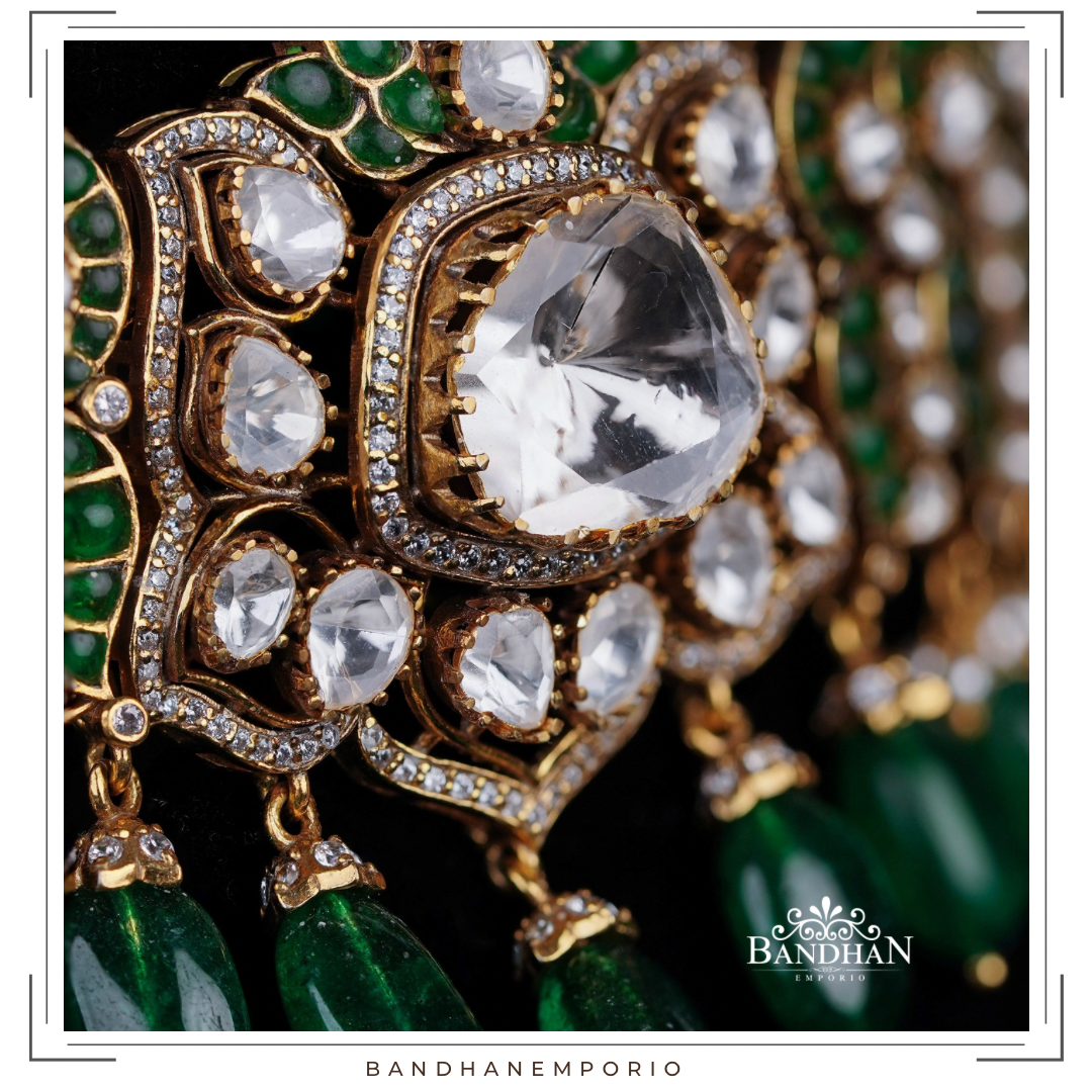 Pure 92.5 Silver Polki choker Set