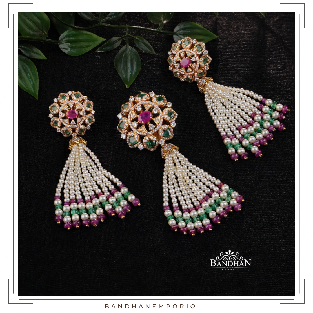 Pure 92.5 Silver Tassel Pendant Set