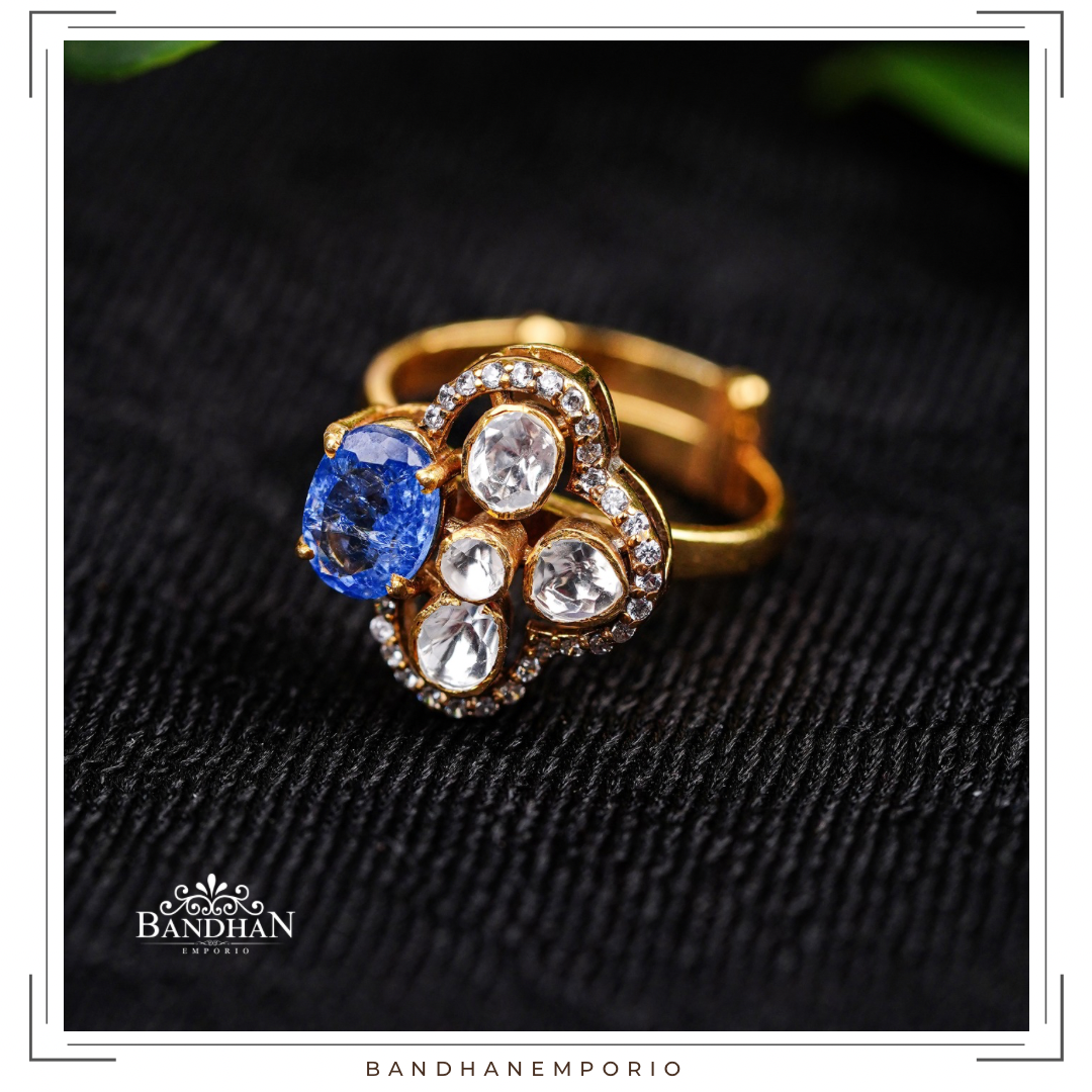 Pure 92.5 Silver Sapphire Finger Ring