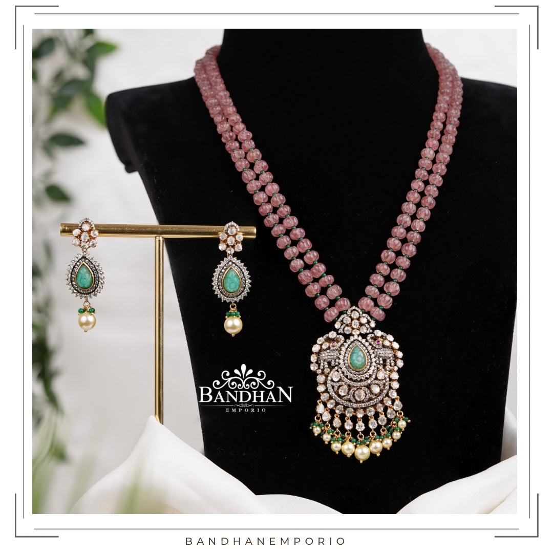 Pure 92.5 Silver Polki Necklace set