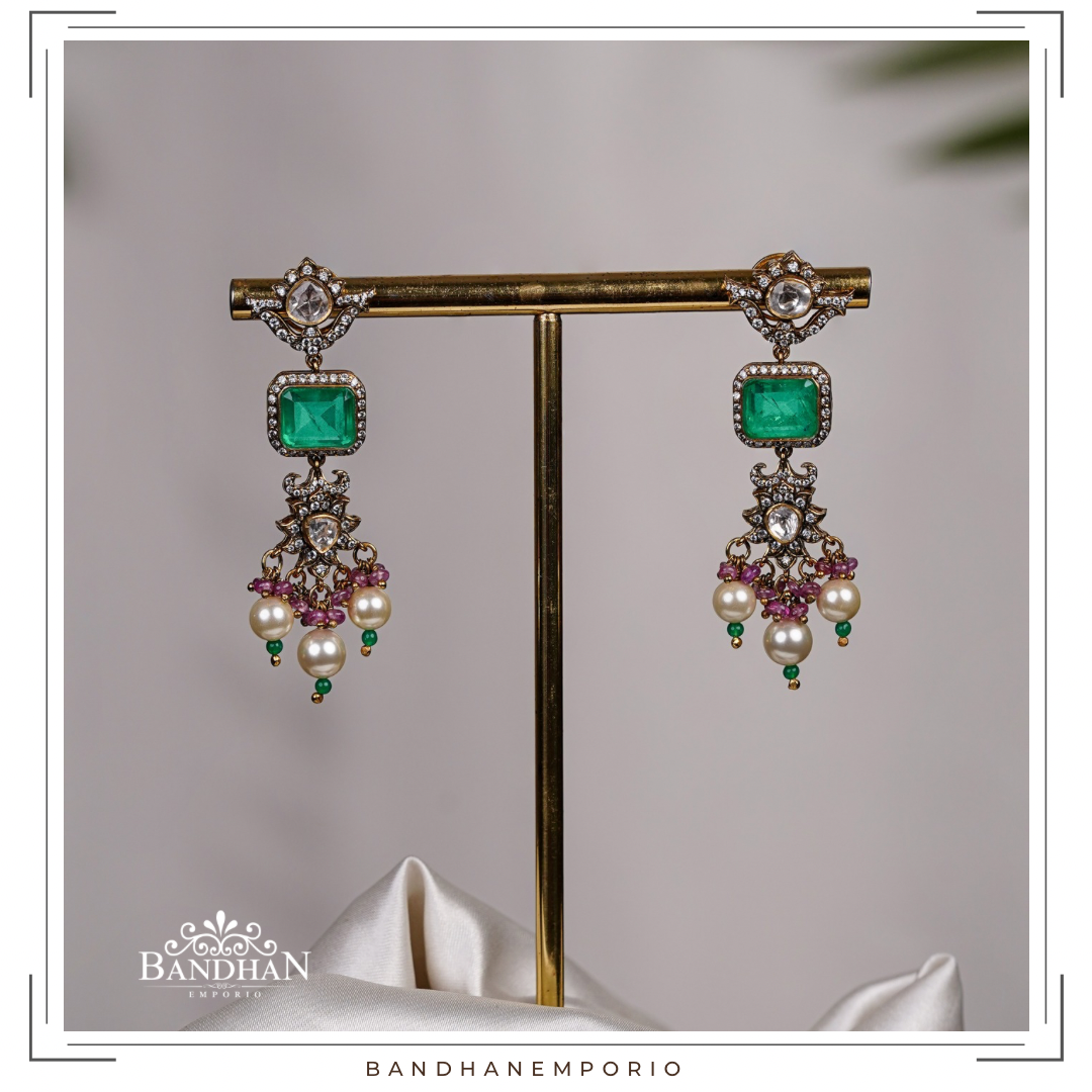 Pure 92.5 Silver Polki choker Set