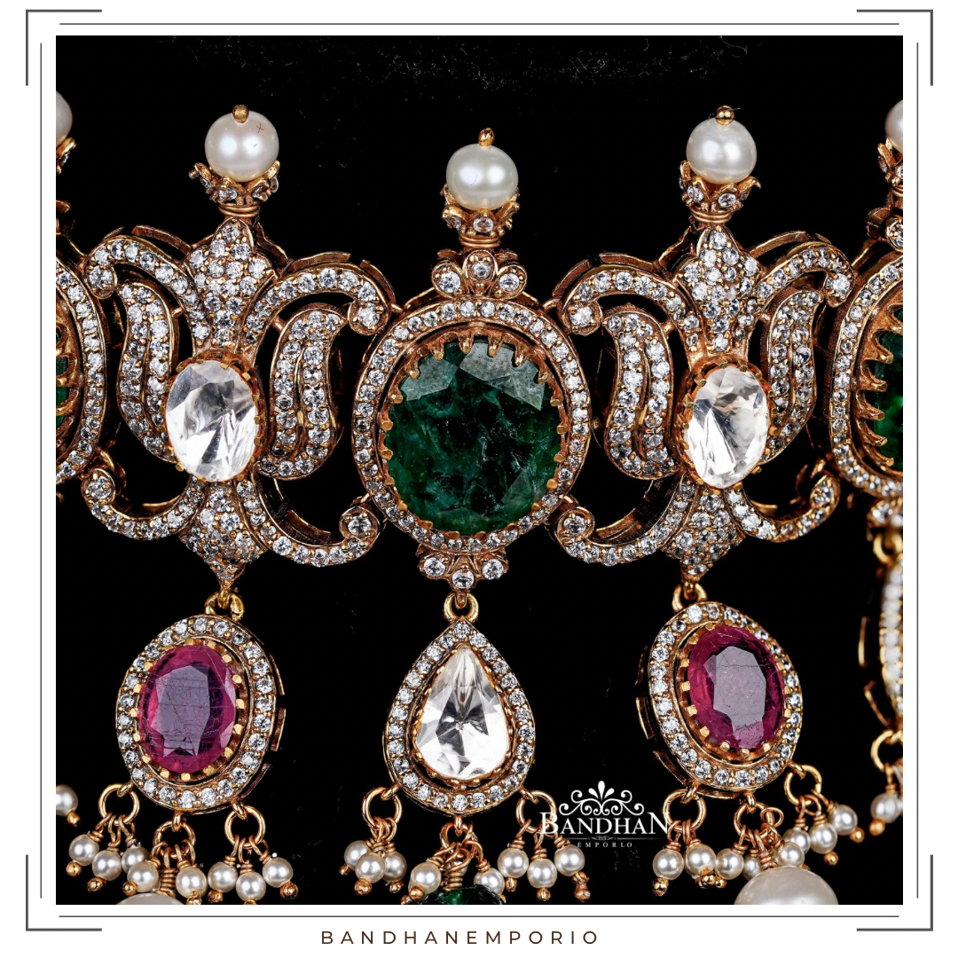 Pure 92.5 Silver Polki choker Set