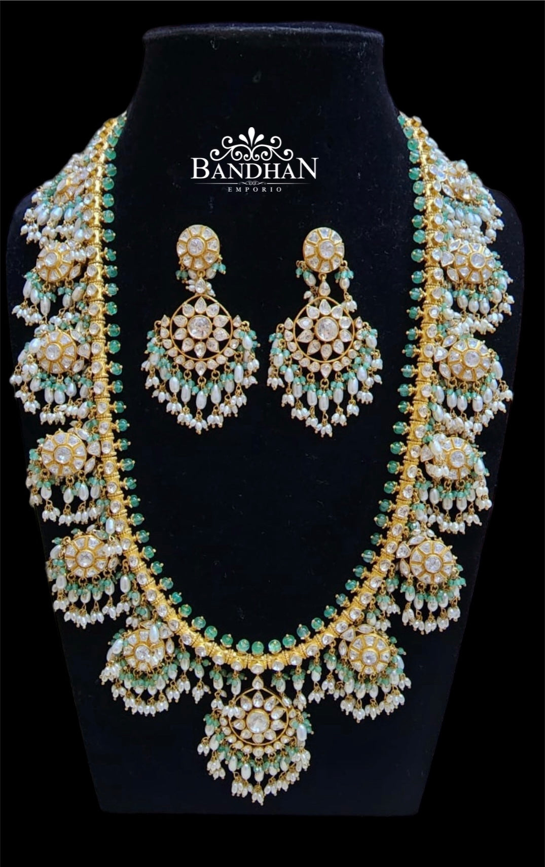 Pure 92.5 Silver Polki Guthapusalu Necklace set