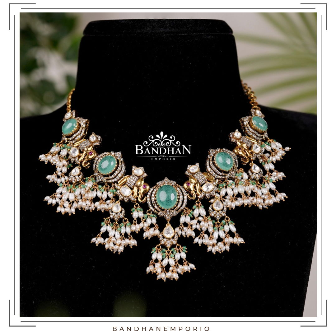 Pure 92.5 Silver Guthapusalu Necklace set