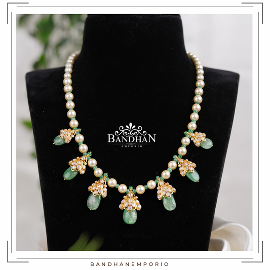 Pure 92.5 Silver Polki Necklace set
