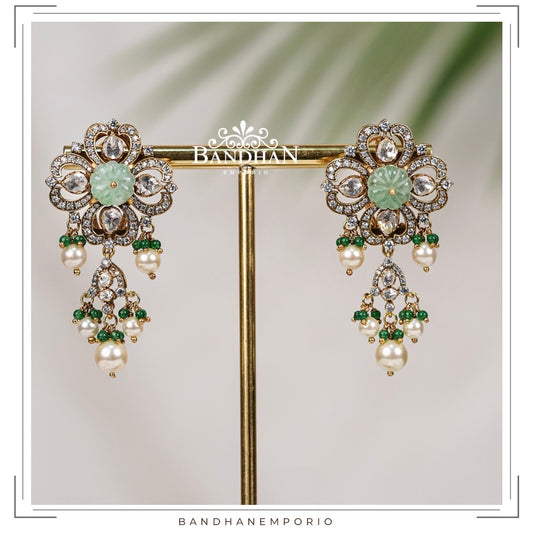 Pure 92.5 Silver Polki Earrings