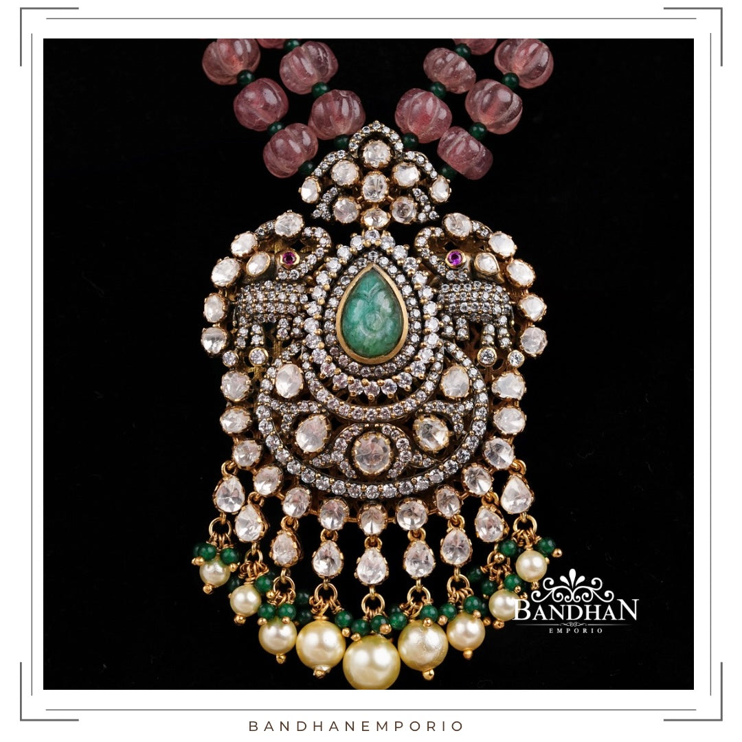 Pure 92.5 Silver Polki Necklace set