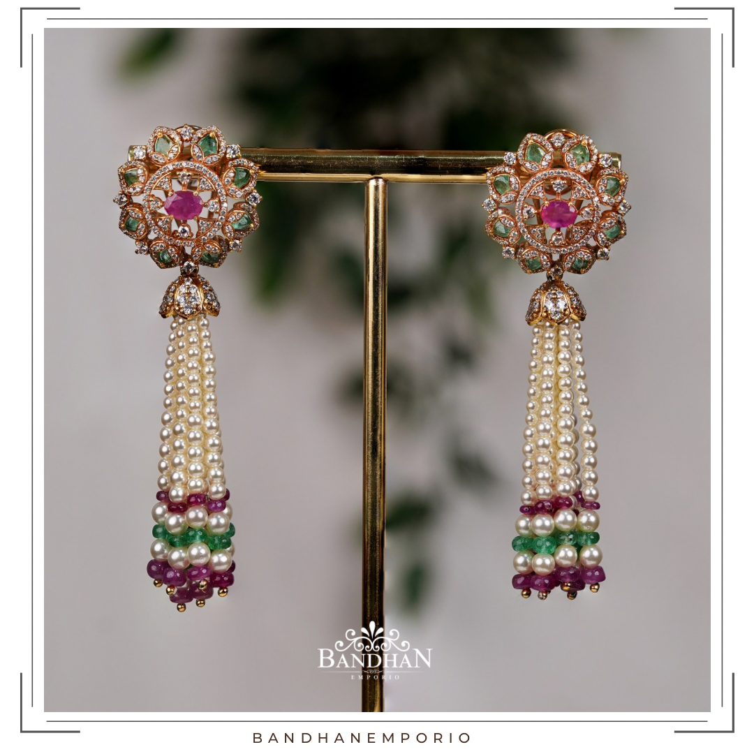 Pure 92.5 Silver Tassel Pendant Set