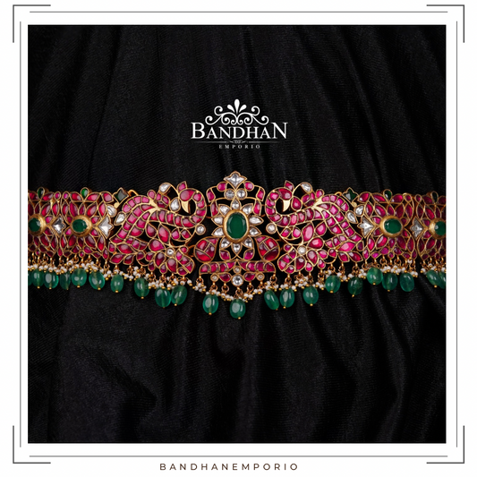 Pure 92.5 Silver Kundan Jadau Hip-belt