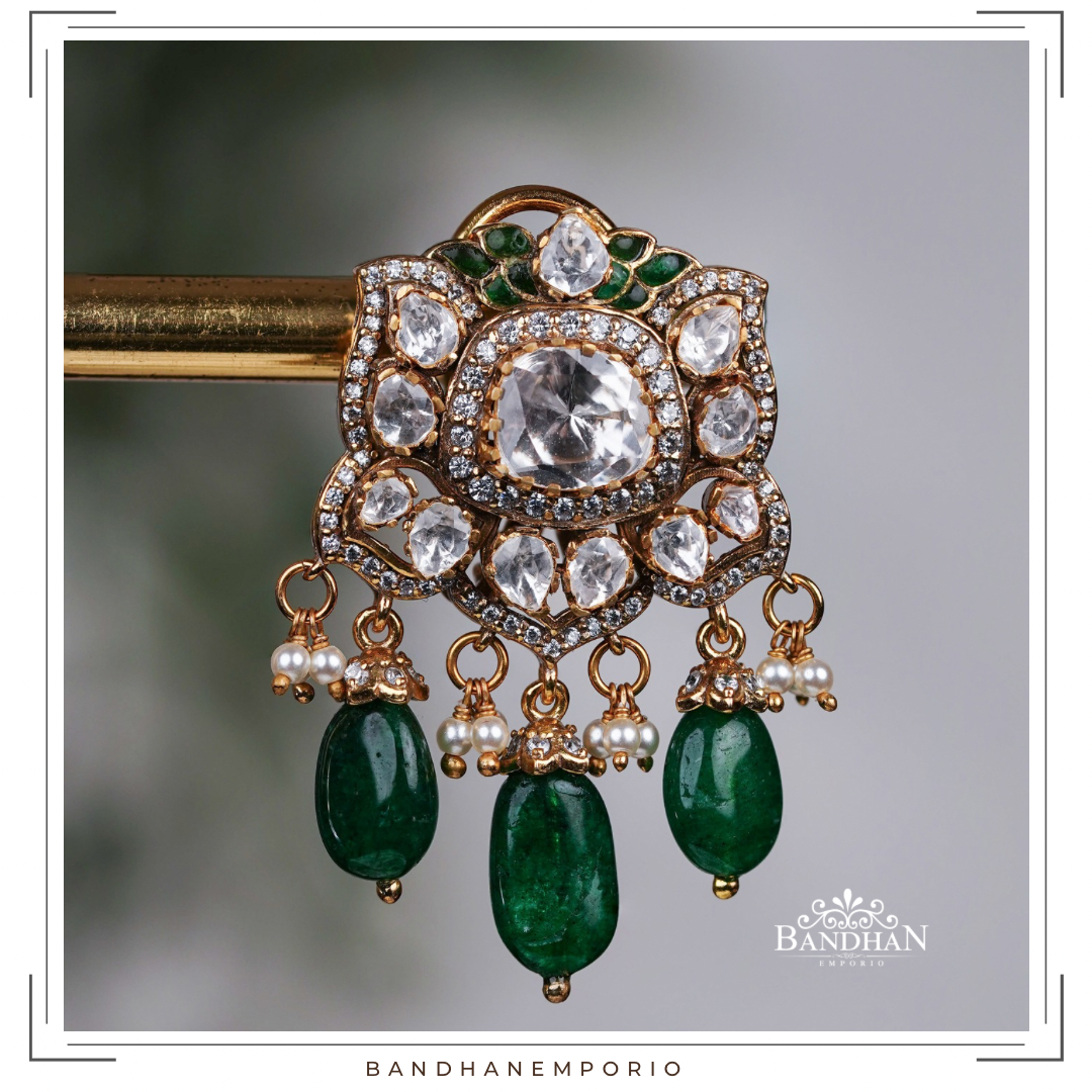 Pure 92.5 Silver Polki choker Set