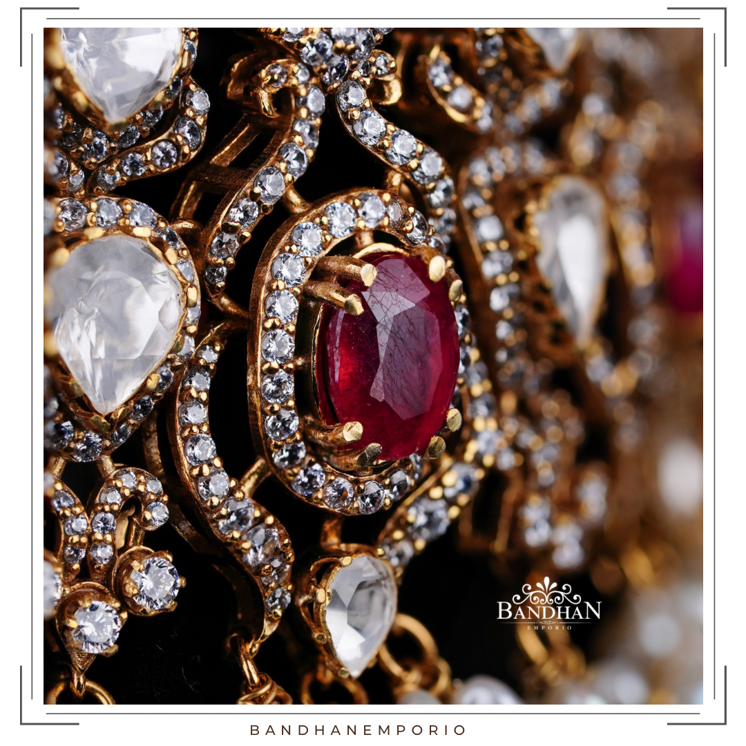 Pure 92.5 Silver Polki choker Set