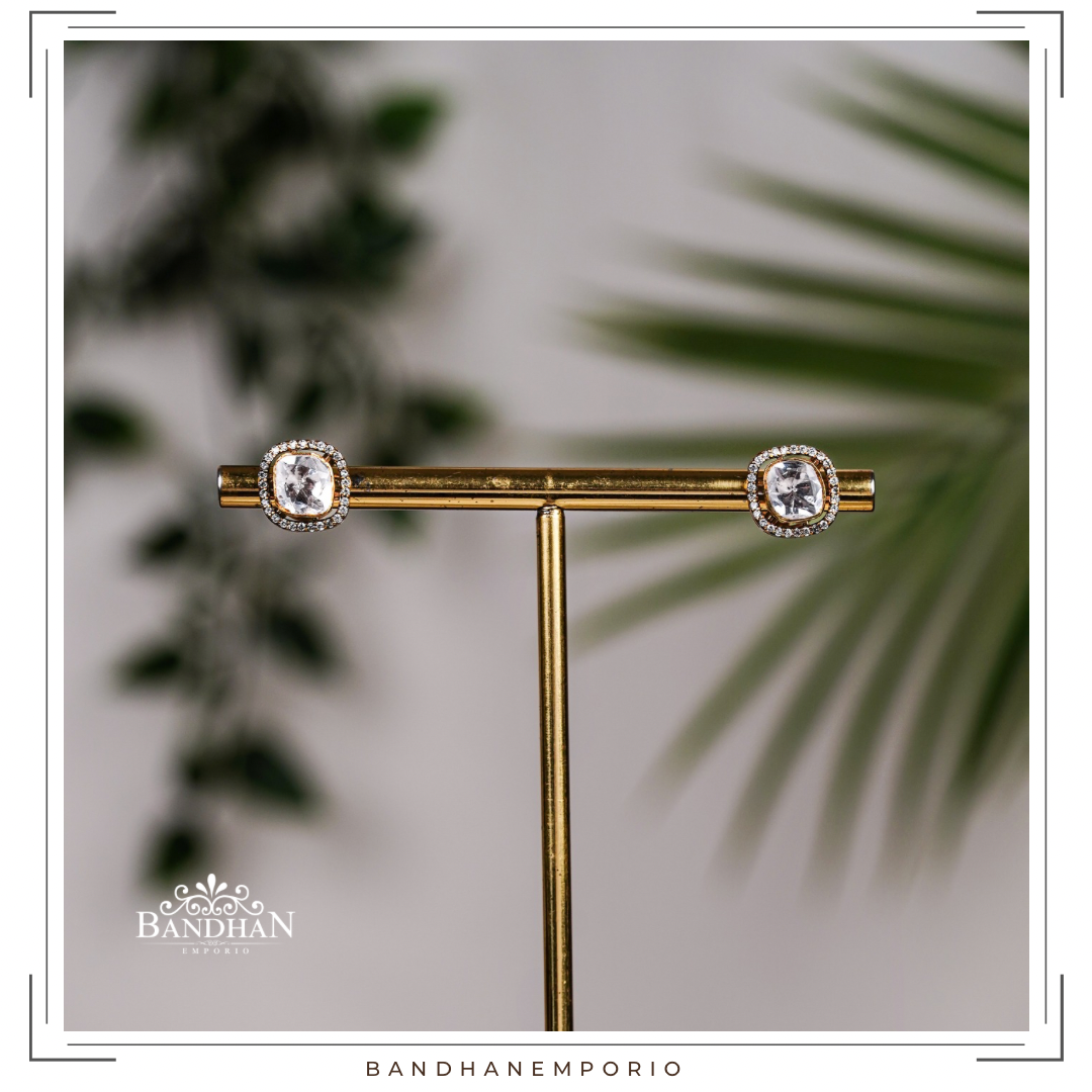 Pure 92.5 Silver Polki studs