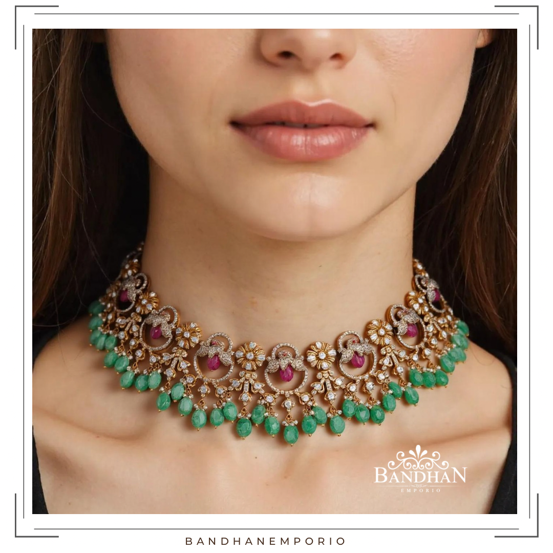 Pure 92.5 Silver Victorian Necklace set