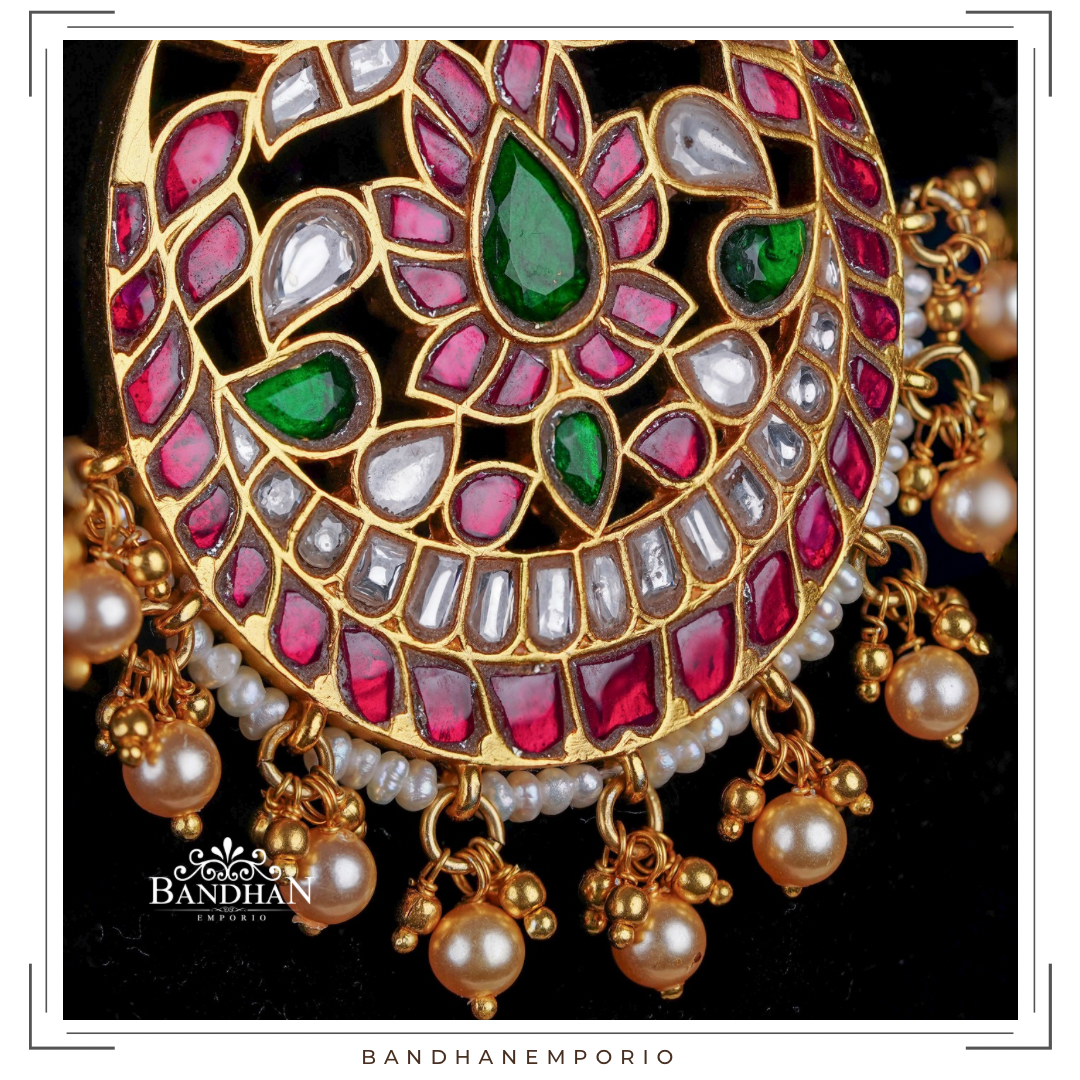Pure 92.5 Silver Kundan Necklace set