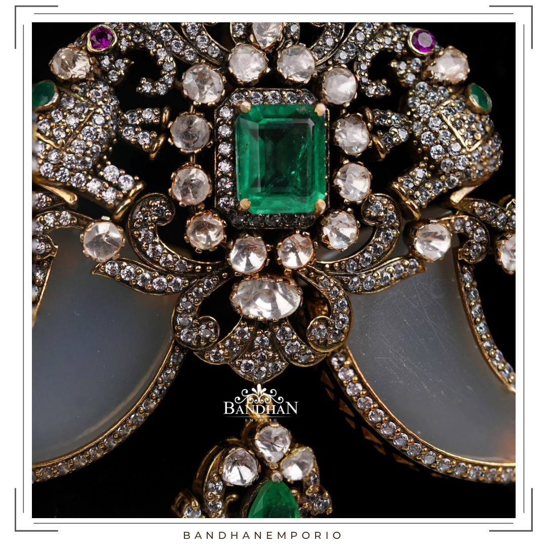Pure 92.5 Silver Victorian Pendant Set